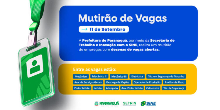 Feirão de Empregos com mais de 100 vagas acontece nesta quinta-feira em Paranaguá