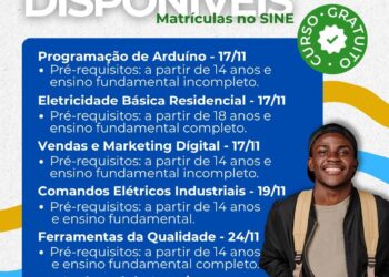 SINE e SENAI oferecem cursos presenciais gratuitos em Paranaguá