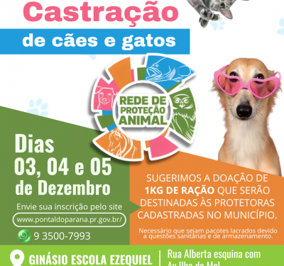Mutirão de Castração de cães e gatos em Pontal do Paraná