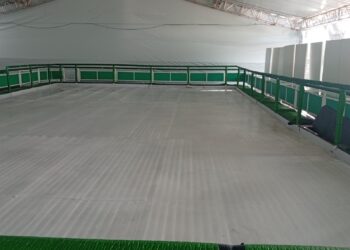 Ventos fortes paralisam temporariamente a pista de patinação no gelo em Paranaguá