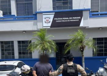 Grupamento de Motos da Policia Militar prende foragido da Justiça em Paranaguá.