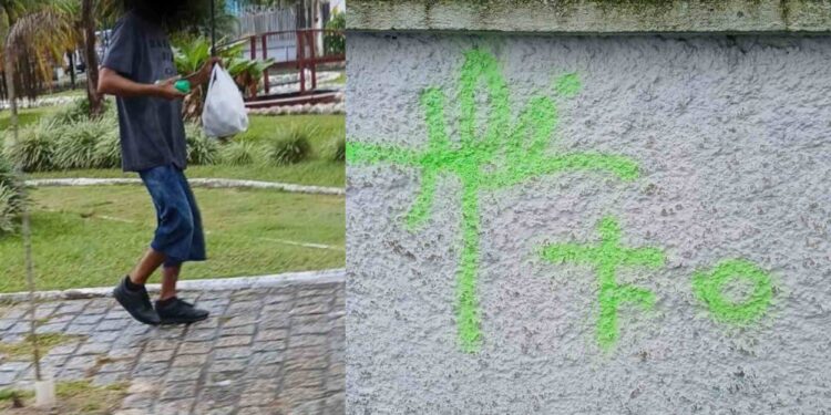 GCM prende homem por pichar muro de escola municipal em Paranaguá