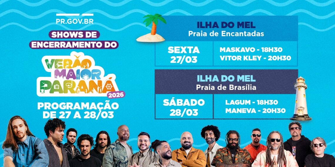 Despedida do Verão Maior Paraná terá shows gratuitos na Ilha do Mel com transporte reforçado