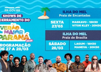 Despedida do Verão Maior Paraná terá shows gratuitos na Ilha do Mel com transporte reforçado