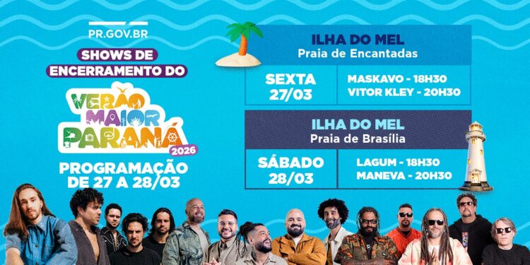 Despedida do Verão Maior Paraná terá shows gratuitos na Ilha do Mel com transporte reforçado