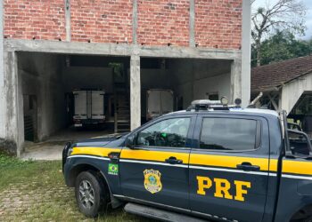 PRF recupera dois caminhões furtados em chácara às margens da BR-376, em Guaratuba