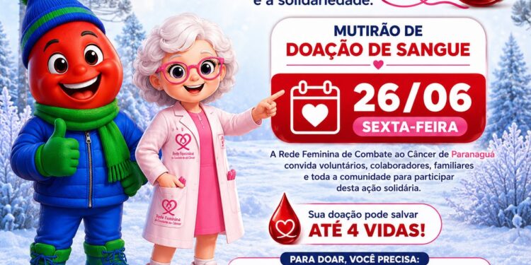 Rede Feminina promove Mutirão de Doação de Sangue nesta sexta-feira em Paranaguá