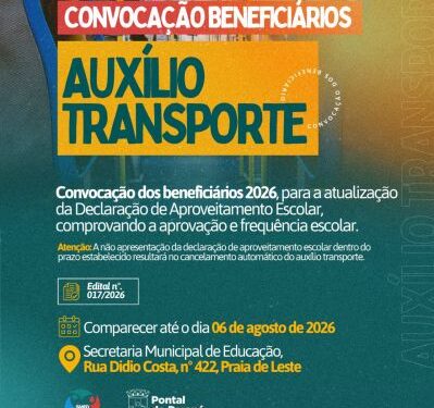 Prefeitura de Pontal do Paraná convoca beneficiários do Auxílio Transporte para atualização da documentação